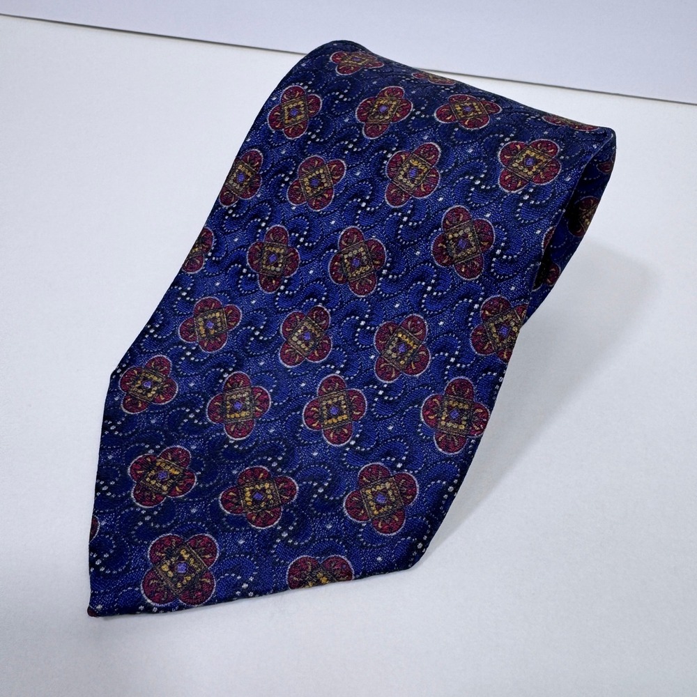 Robert Talbott Best of Class Nordstrom 62" x 4" Silk Tie Blue Medallion USA XL